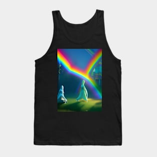 2 GHOSTS DANCING UNDER HALLOWEEN RAINBOW Tank Top